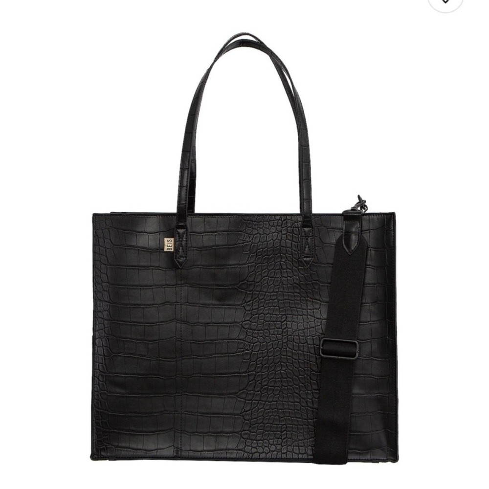 BEIS The Large Work Tote 
in Black Croc